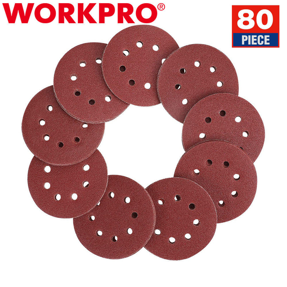 WORKPRO 80PC Sanding Disc Set 5-Inch 60-400 Grits by WORKPRO