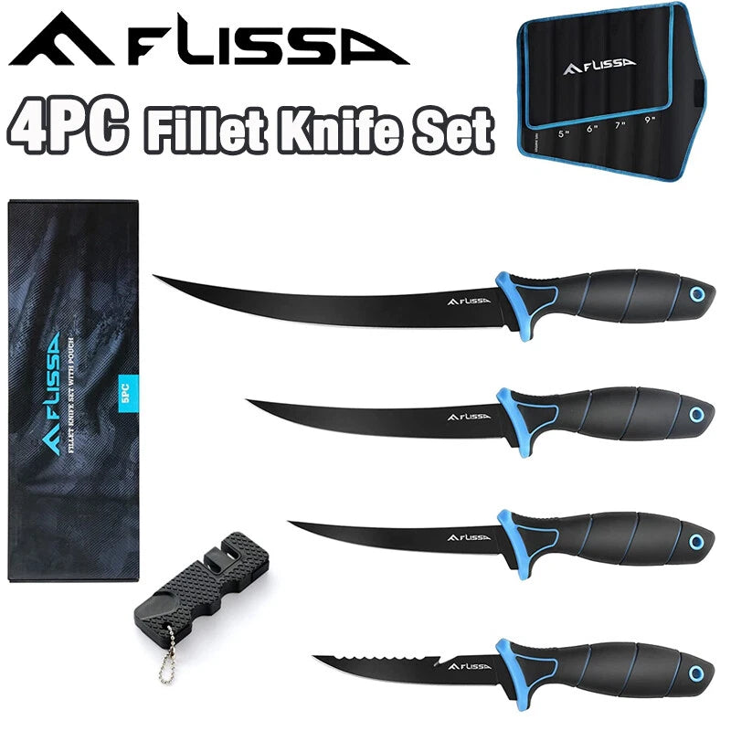 Flissa Fillet Knife Set Bait Knife Cutting Notch Knife Sharpener