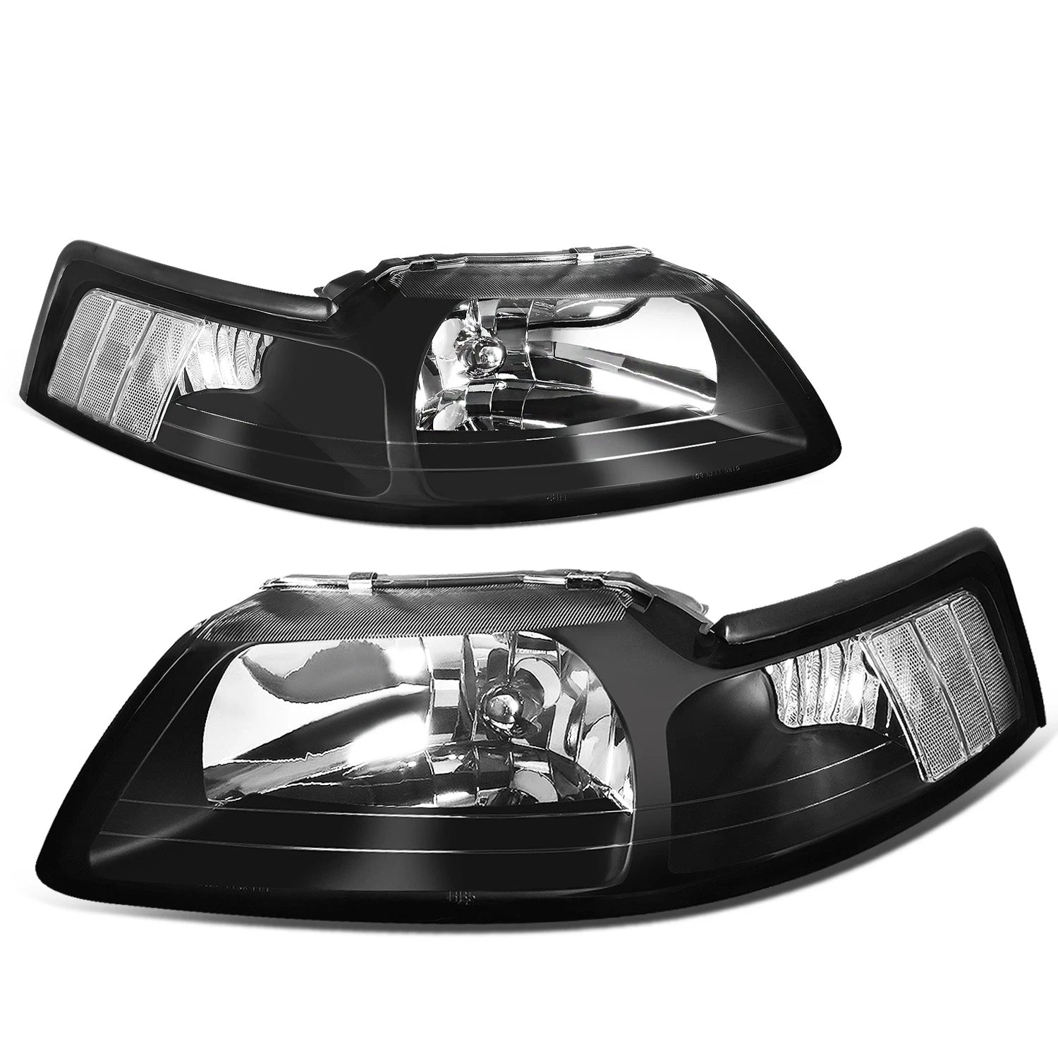 Fit 1999-2004 Ford Mustang Pair Black Housing Clear | Built Supply Co