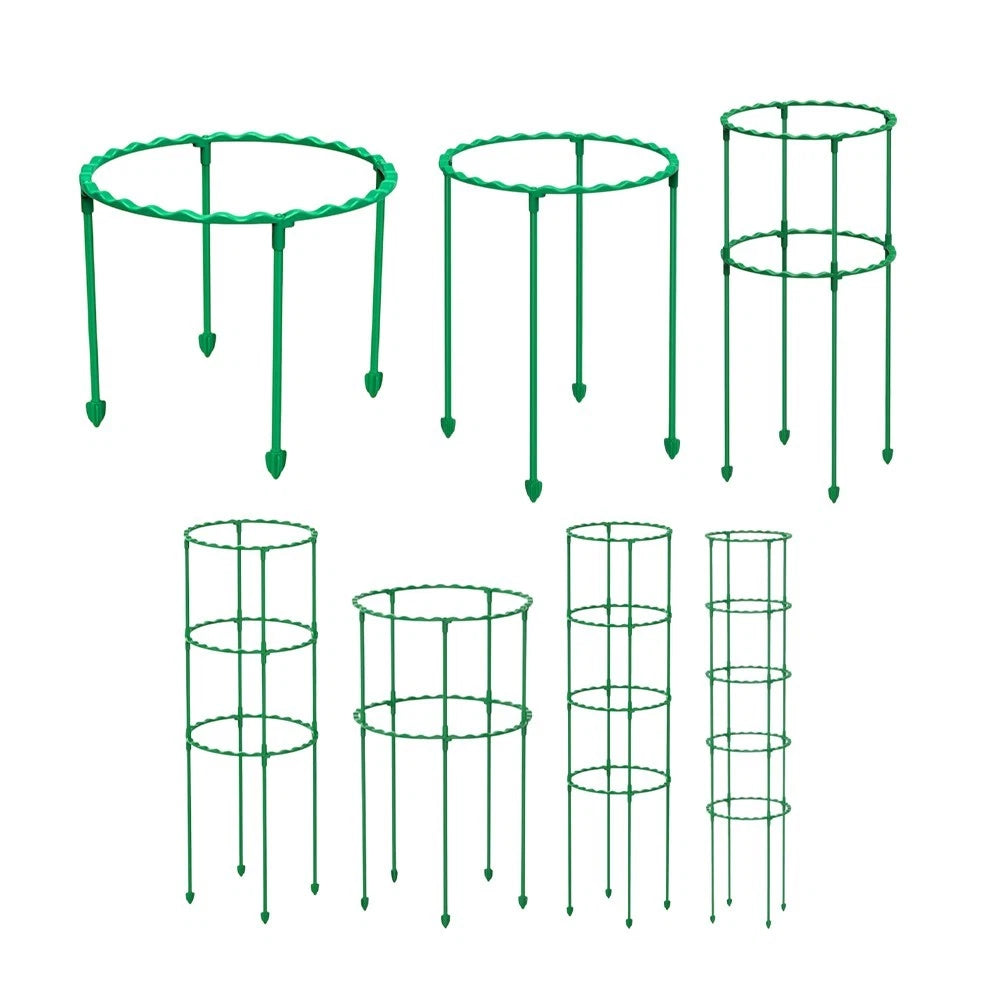 Green Plastic Plant Support Ring And Rod Set For Indoor Outdoor