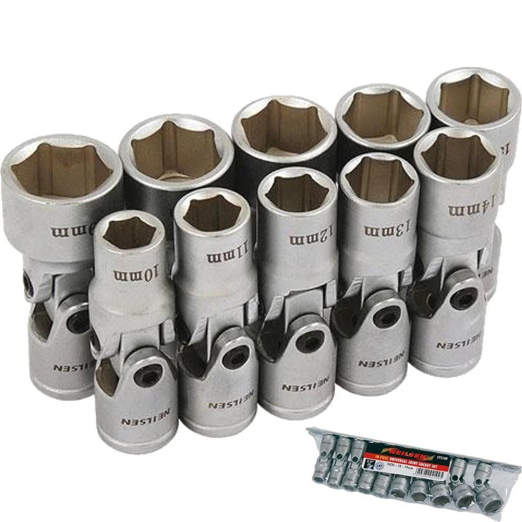 Neilsen Metric Universal Joint Sockets 10mm - 19mm Socket Set 3/8"