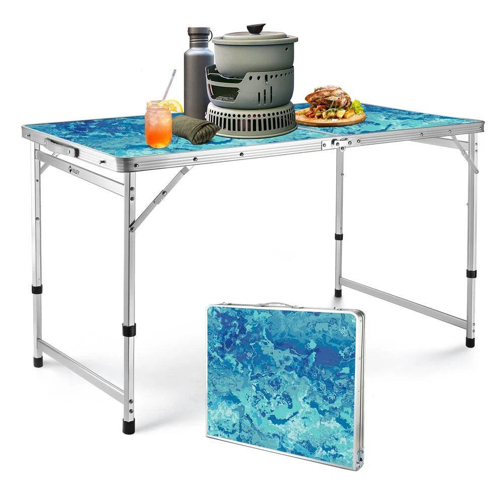 Villey 4ft Large Folding Portable Camping Table Adjustable Height