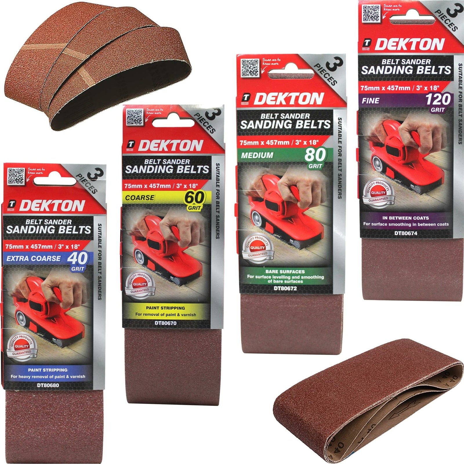 Dekton Sanding Belts 40 60 80 120 Grit Paint Removal Be