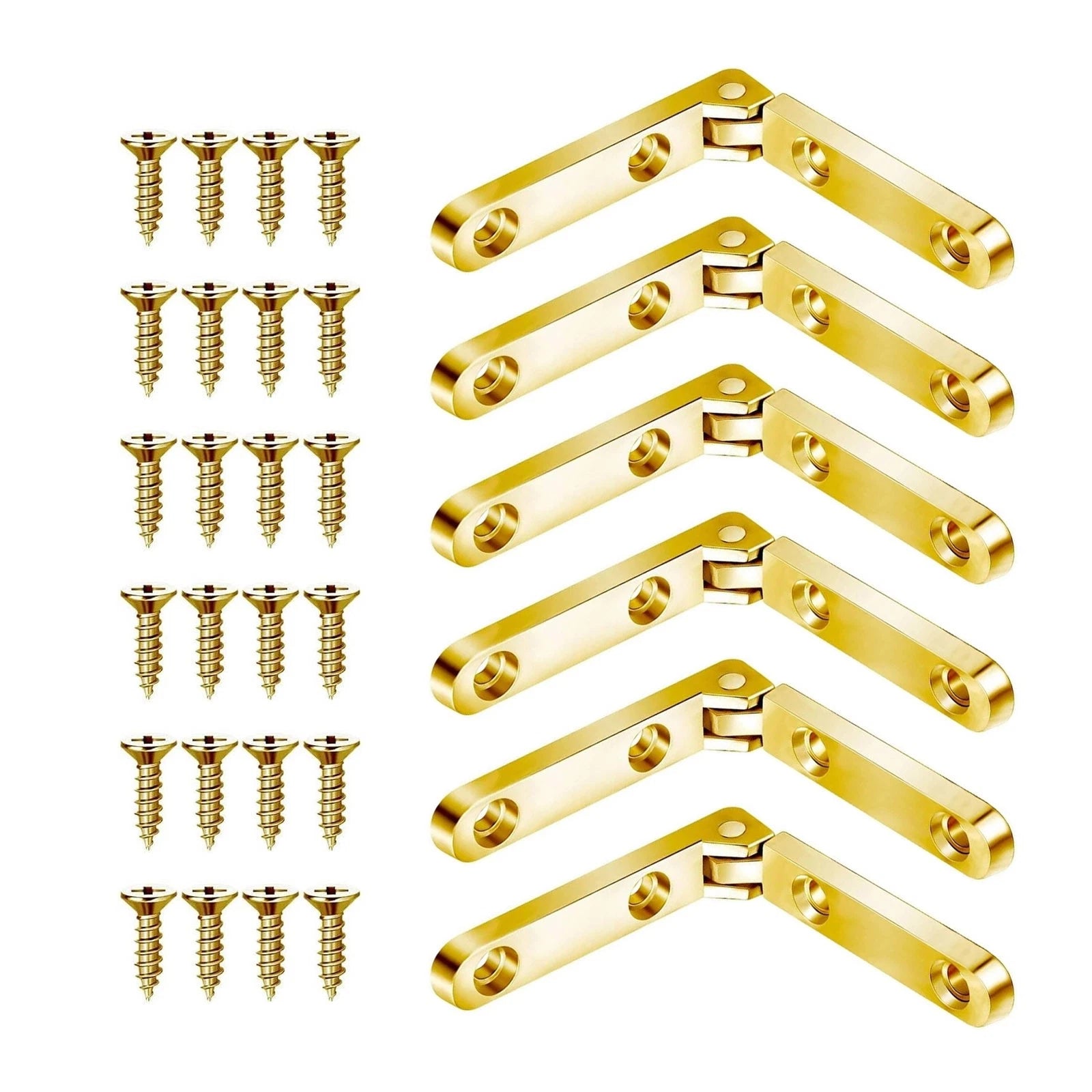 6 Set Small Hinges With Screws For Wooden Box 90° Gold Wine Jewelry