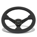 Nrg Reinforced 33cm 3" Deep Dish Black Leather Grip Steering Wheel