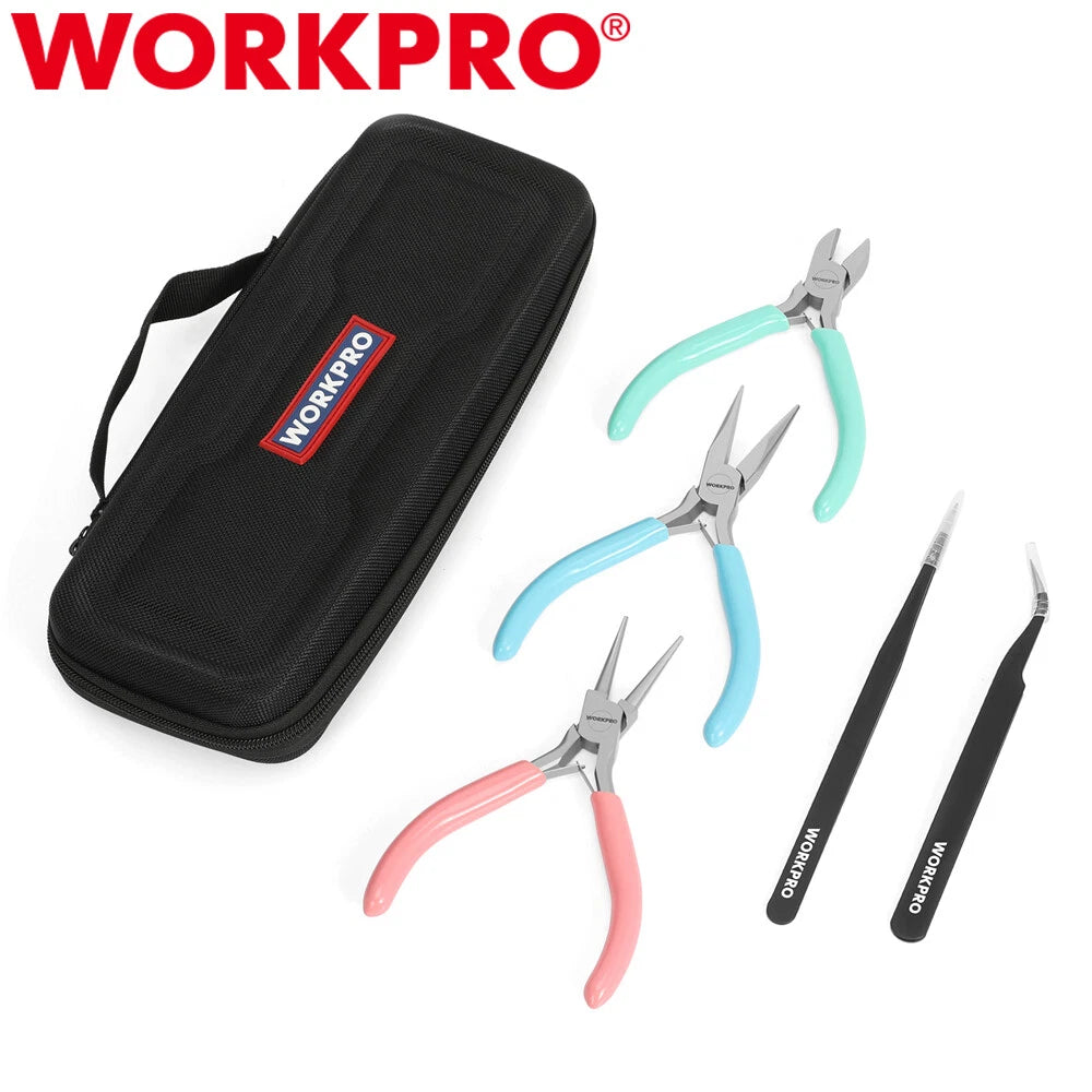 WORKPRO 5PIECE Jewelry Pliers Jewelry Kit Jewelry Wire Cutters Round Nose Pliers