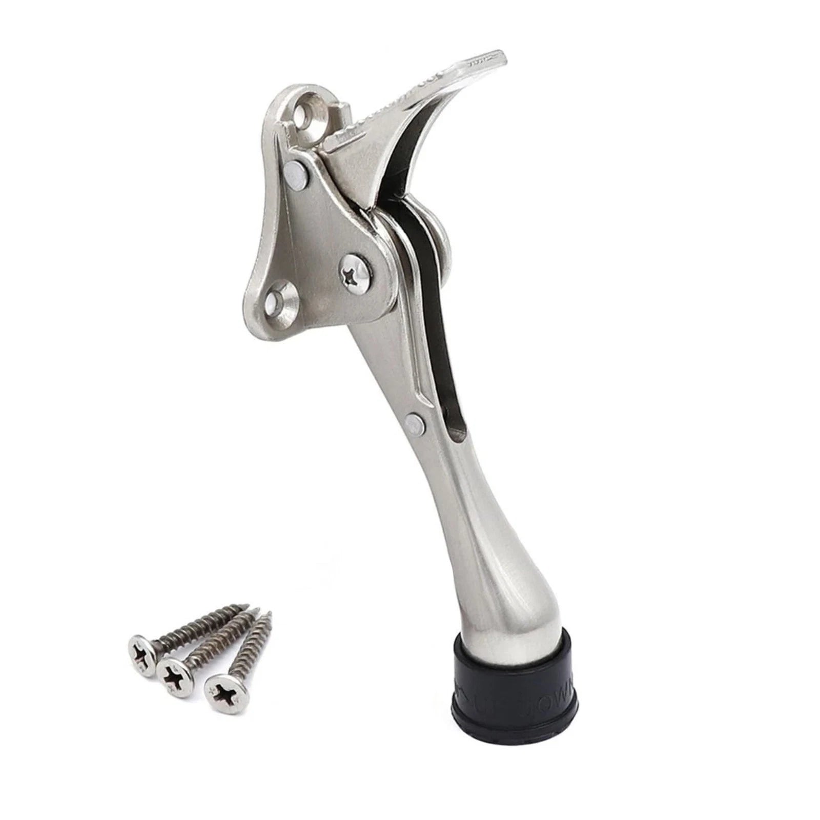 Non-slip Foot Operated Door Stopper Heavy Duty Zinc Alloy Silver Kick
