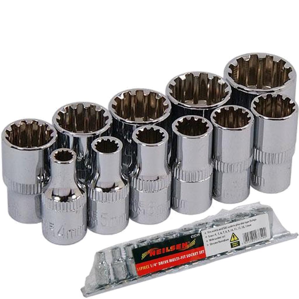 Neilsen 11pc Metric SAE Multi Fit Socket Set