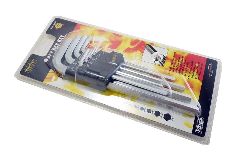 Toolux 18pc Ball end Hex Allen Key Wrench Set: 9pc Imperial/SAE + 9pc Metric