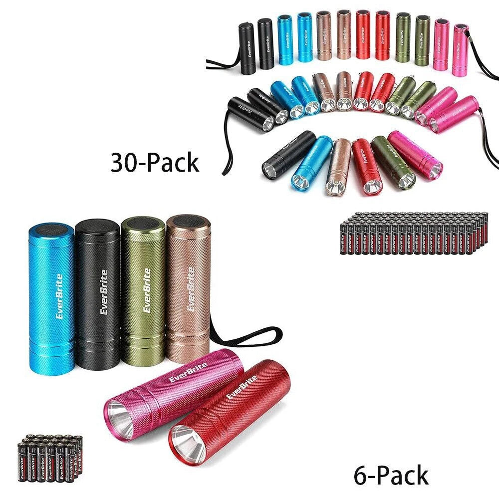EverBrite Mini Flashlight Sets Aluminum LED Handheld Assorted Color 30Pack/6Pack