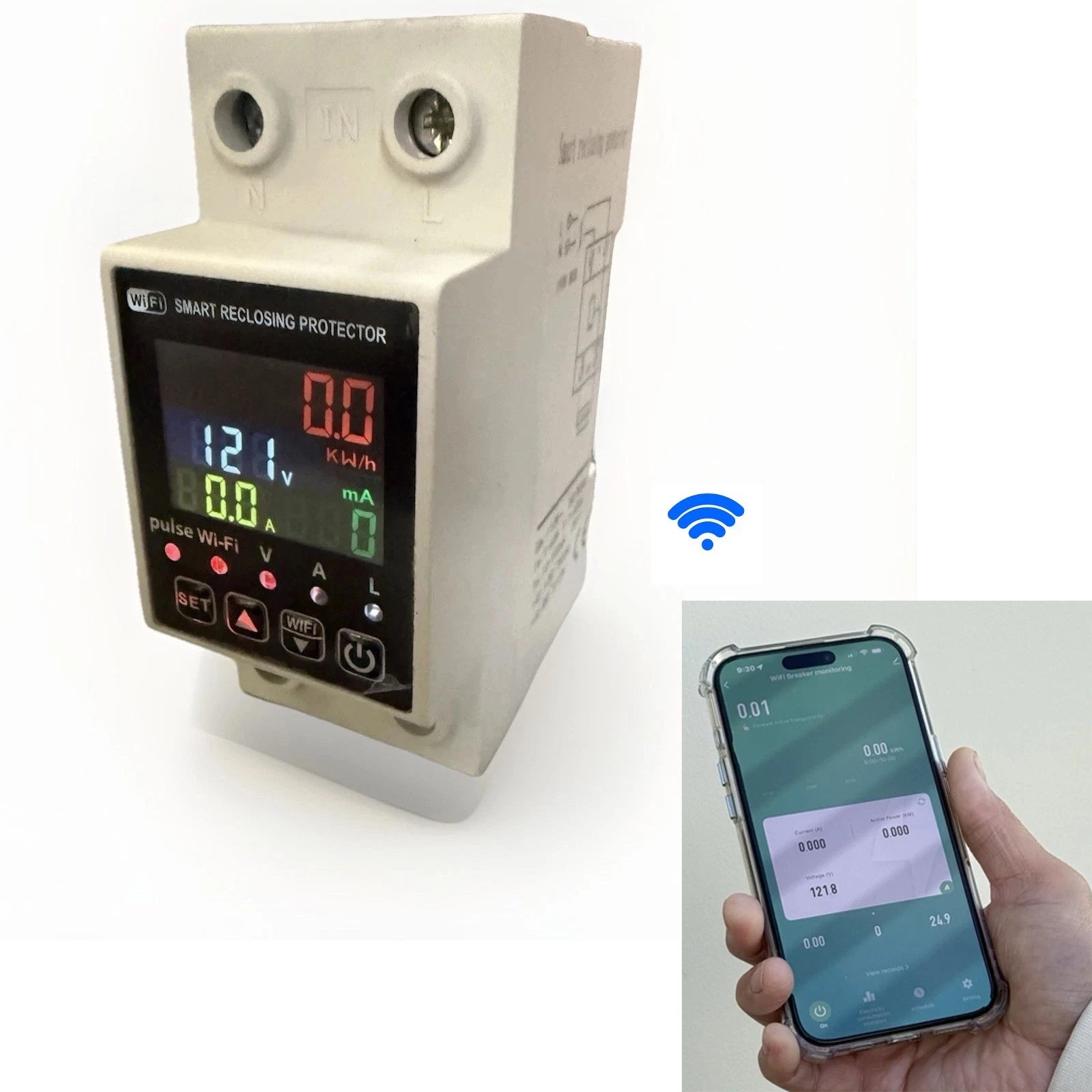 120V 240V 63a Wifi Smart Amp Meter Earth Leakage Voltage Reclosing