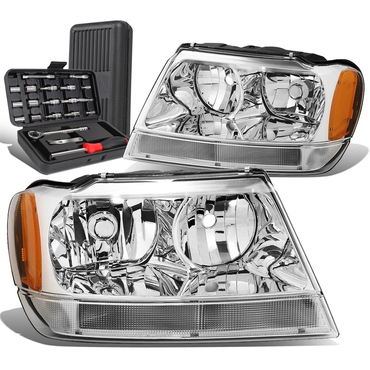 For 1999-2004 Grand Cherokee Pair Chrome/amber | Built Supply Co