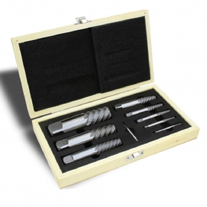 9pc Jumbo Spiral Flute Extractor Set with Wood Case