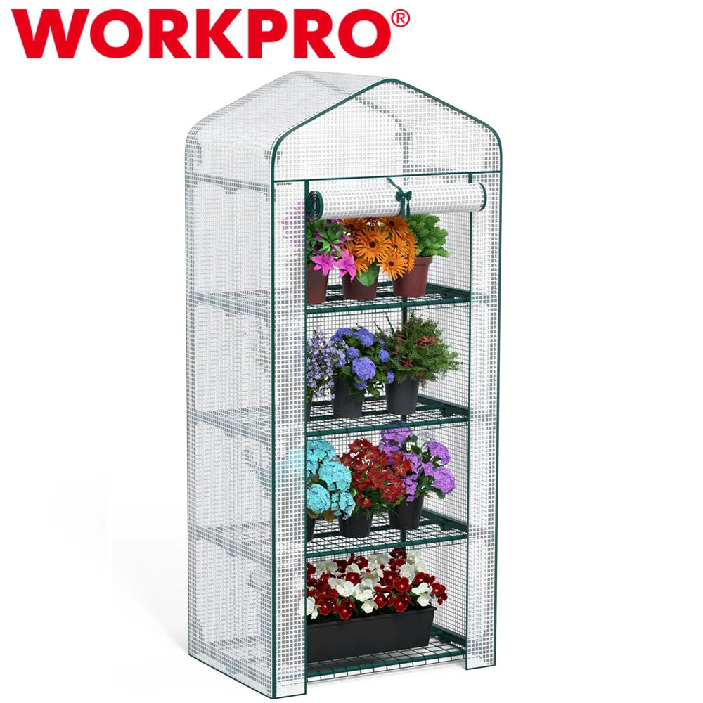 Workpro Mini Portable Greenhouse 4-tier Rack Shelves Gardening Plant
