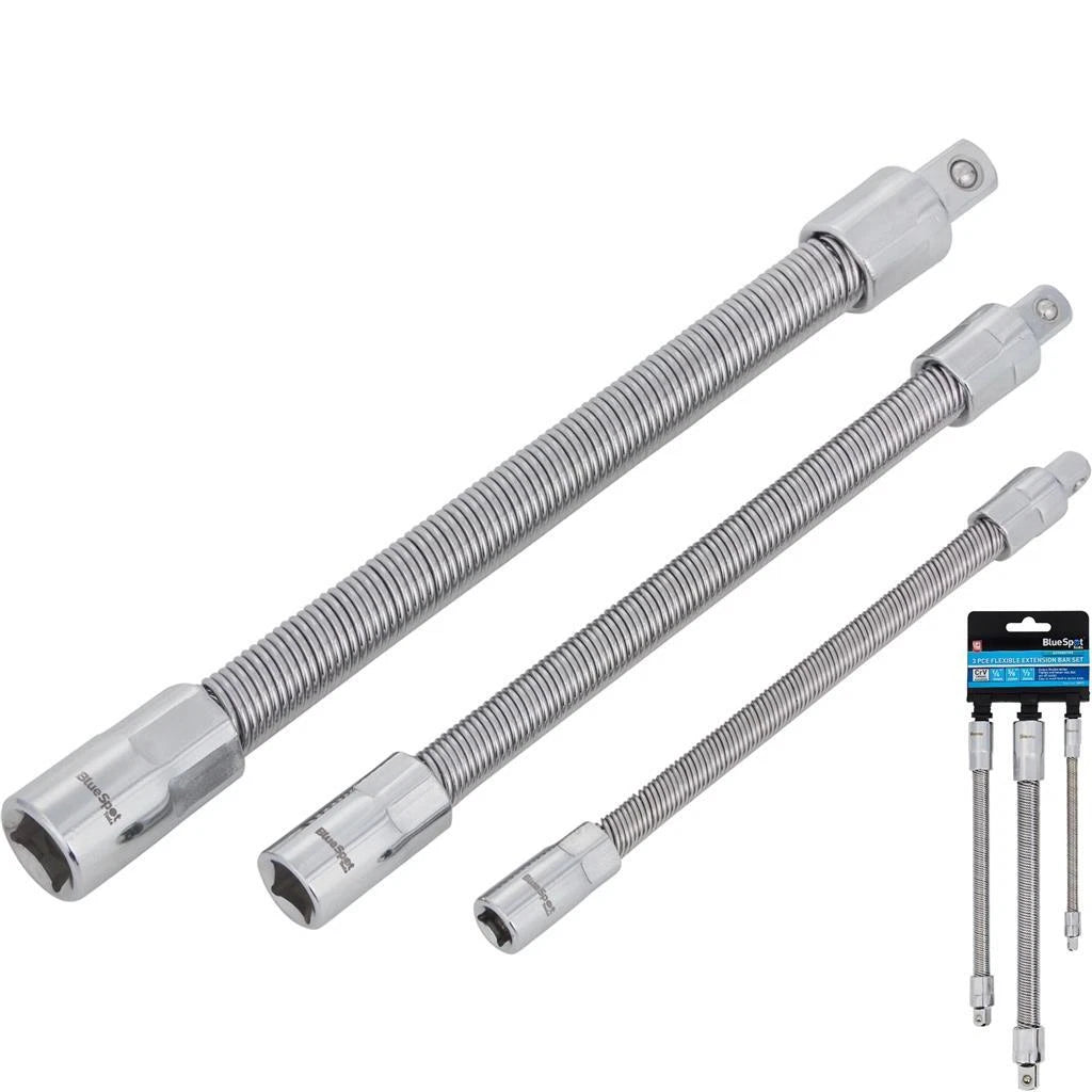 Bluespot Socket Flexible Extension Bar 1/4" 3/8" 1/2" Drive Set Long