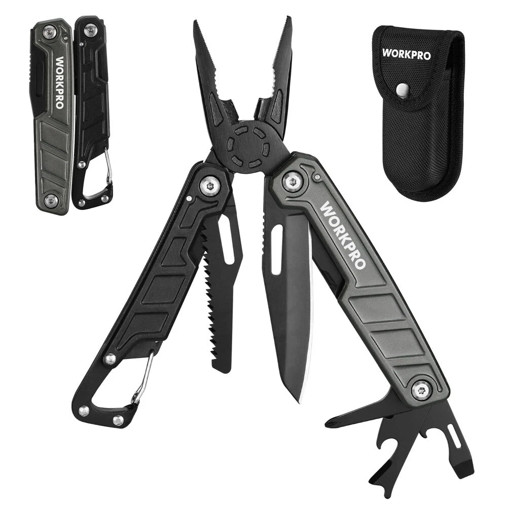 Workpro Multitool-11 In 1 Multitool Plier With Pocket Clip Sheath-edc