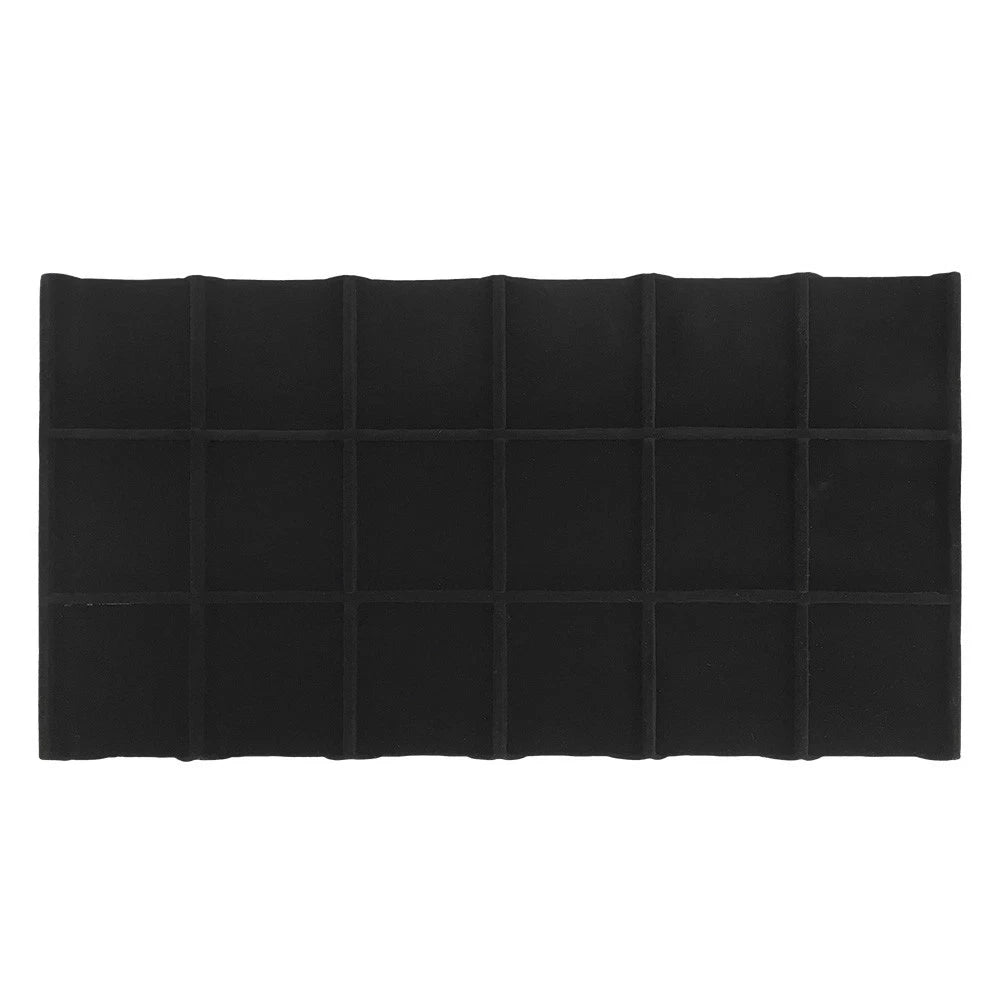 Jewelry Organizer Tray Insert With 18 Slots Black Velvet Liner,