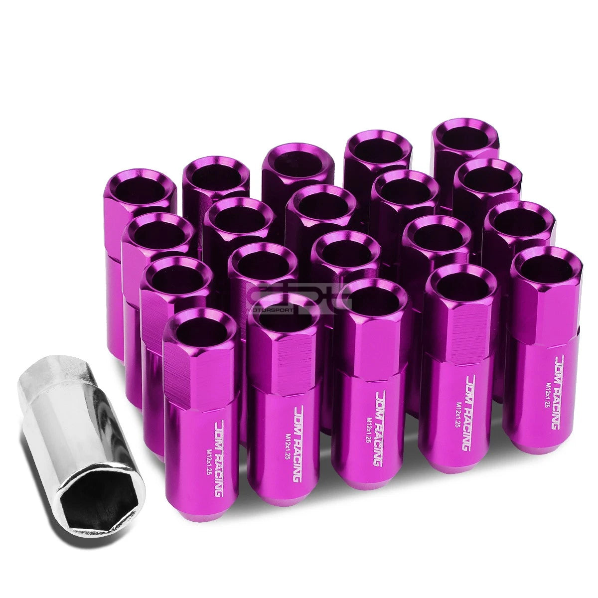 20 Open End M12x1.25 60mm Tall 25mm Od Purple Hexagon Jdm Lug