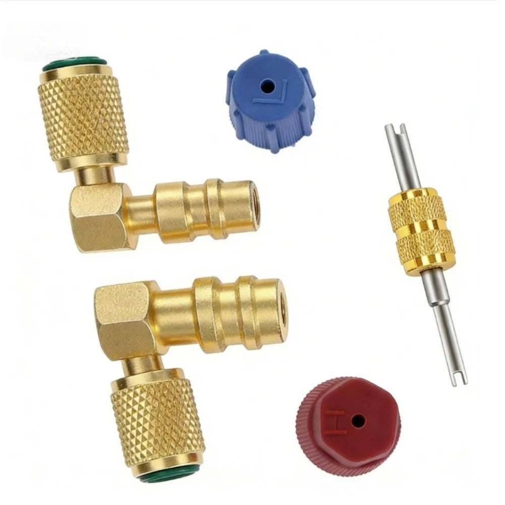 R12 To R134a Ac Fitting Kit With 90 Degree Brass High Low Quick