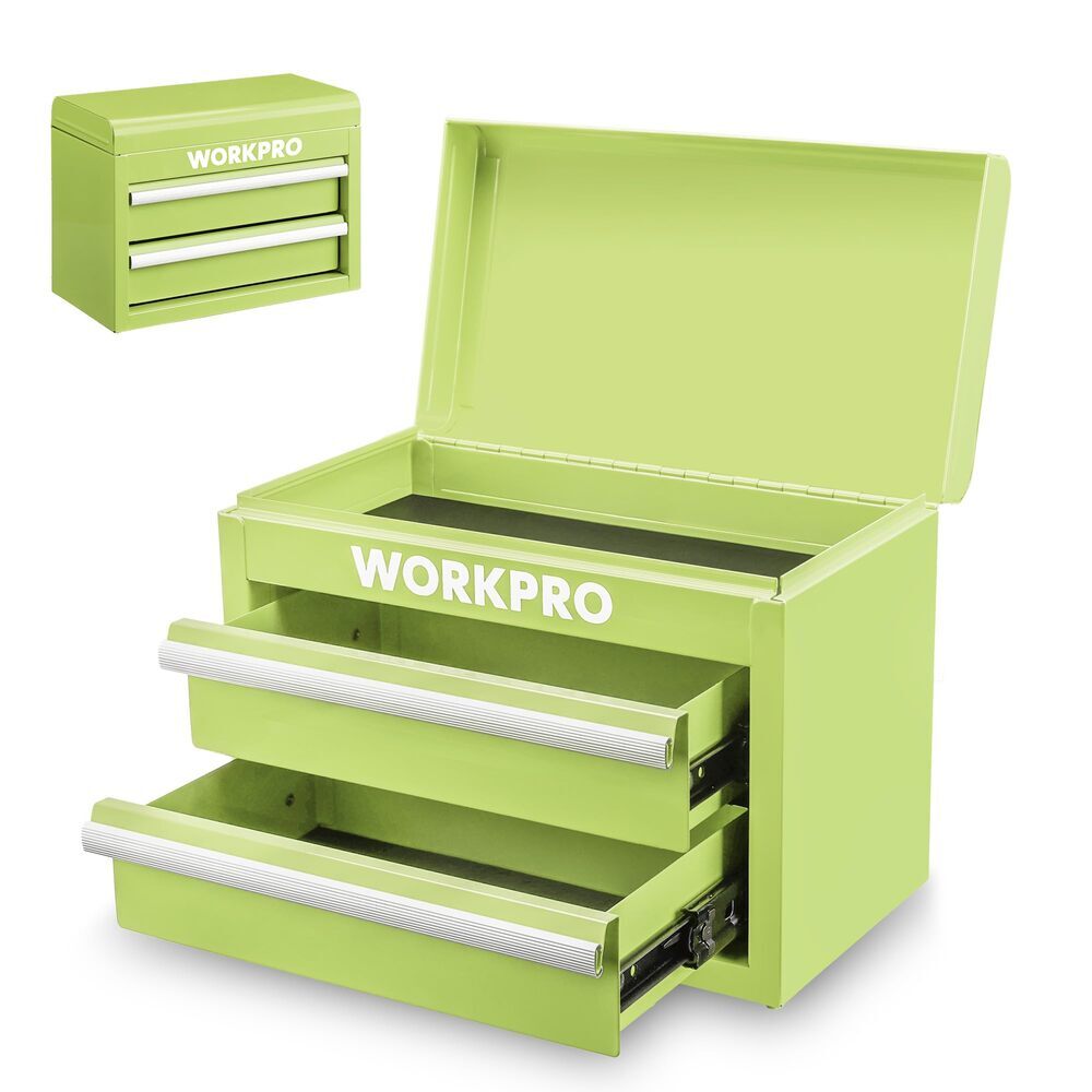 WORKPRO Mini Tool Box 2-Drawer Steel Toolbox with Ball Bearing Slides by WORKPRO