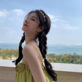 Boho Style Pearl Ribbon Headband For Women Hair Accessory Beige Pink