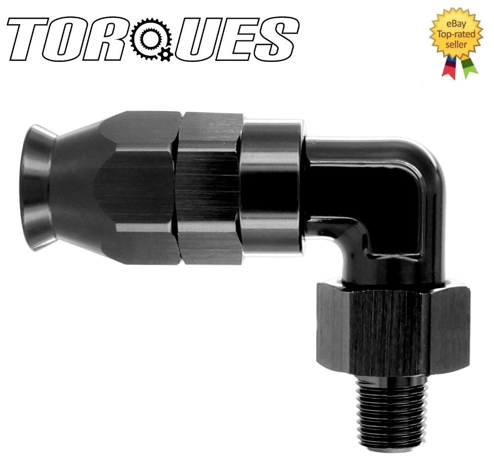An -6 (-06an Jic An6) 90 Degree 1/8" Npt Ptfe Fuel Hose Fitting Black
