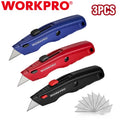 Workpro 3pack Premium Utility Knife Heavy Duty Box Cutter Razor Knife