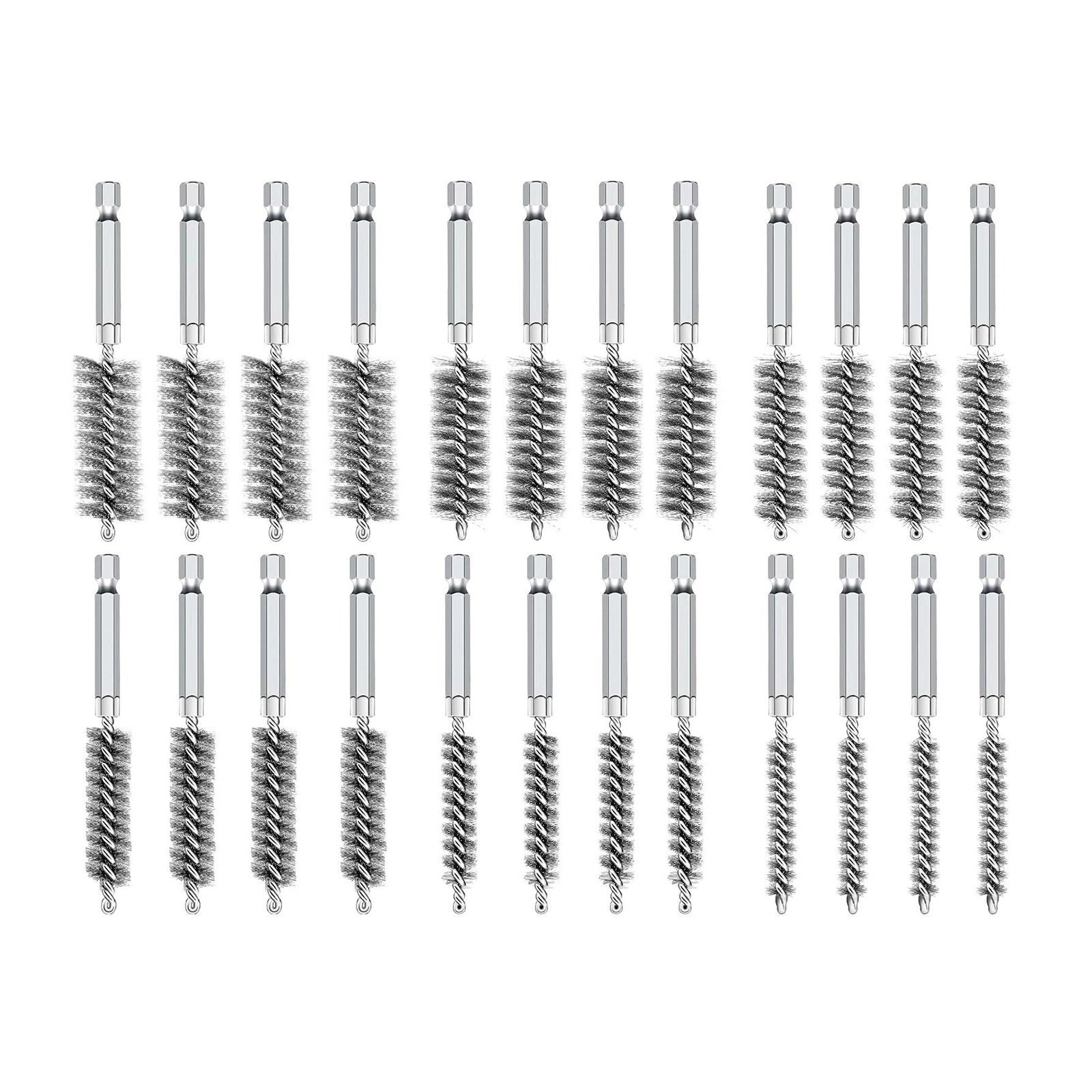 Stainless Steel Wire Bore Brush Kit 8-19mm 1/4 Hex Shank For Rotary