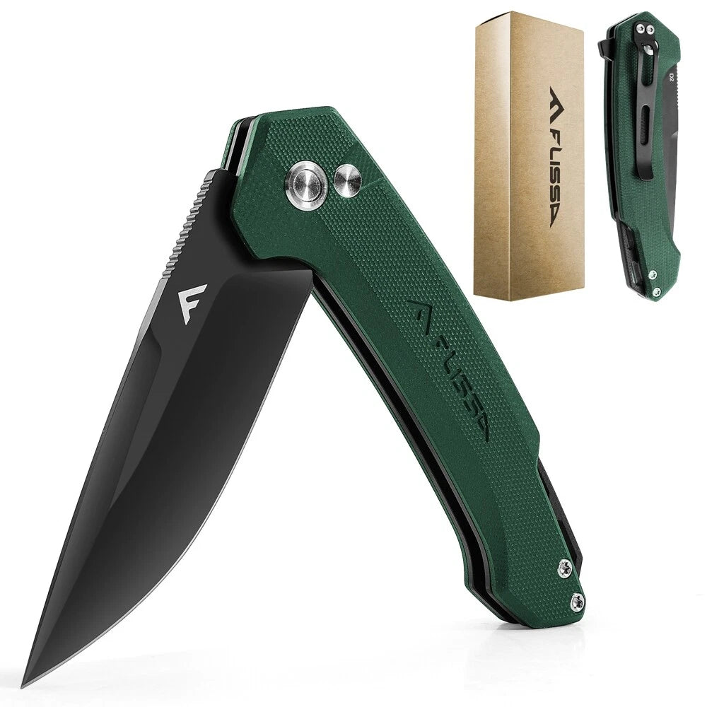 Flissa 3.2''pocket Folding Knife D2 Blade G10 Handle Edc Knife With