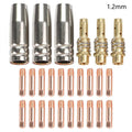 26PCS 1.2mm For MIG Welding Tip Kit for 15AK Torch Copper Gas Nozzles Diffusers