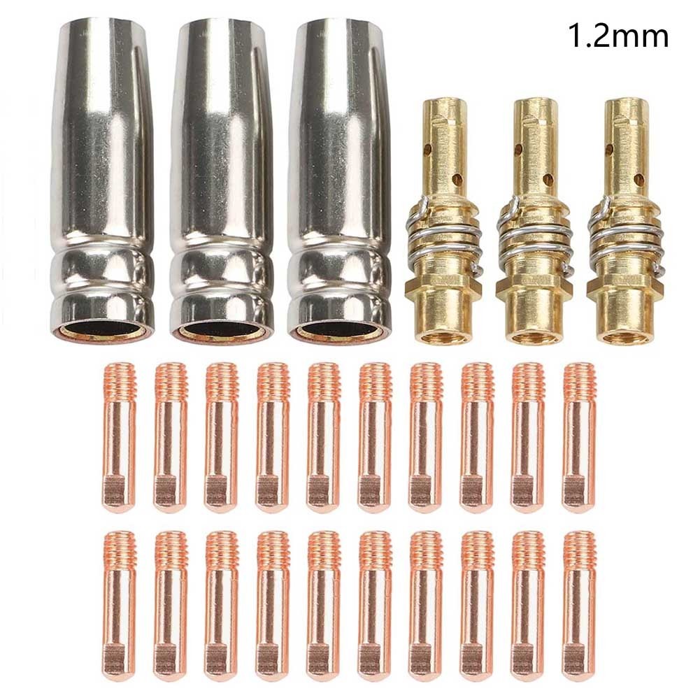 26PCS 1.2mm For MIG Welding Tip Kit for 15AK Torch Copper Gas Nozzles Diffusers