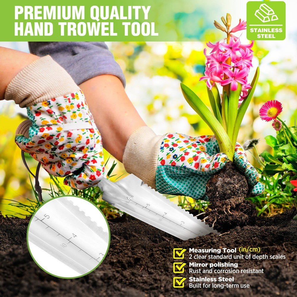 WORKPRO Garden Hand Trowel w/Wood Handle Stainless Steel Flat Narrow