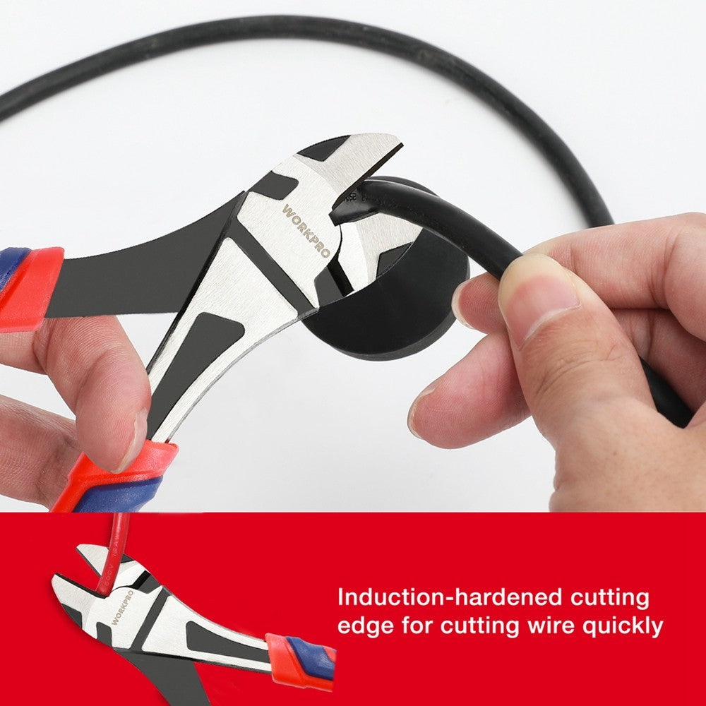 WORKPRO 7" Diagonal Plier CRV Steel Wires Cutter Bi-material Handle