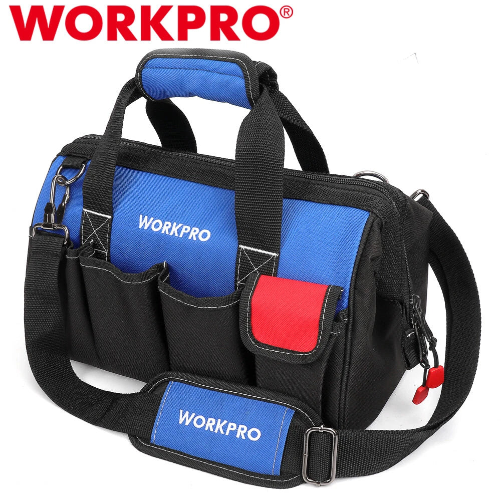 WORKPRO 14" Tool Bag Case Multi-pocket Tool Organizer Adjustable Shoulder Strap