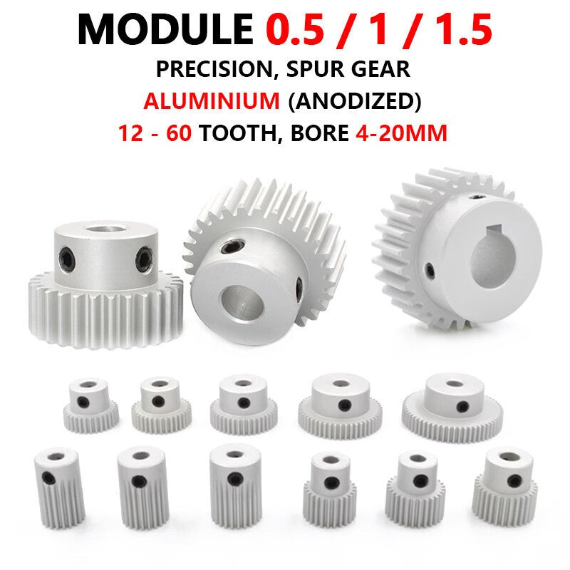 Aluminium Precision Spur Gear 12-60 Tooth