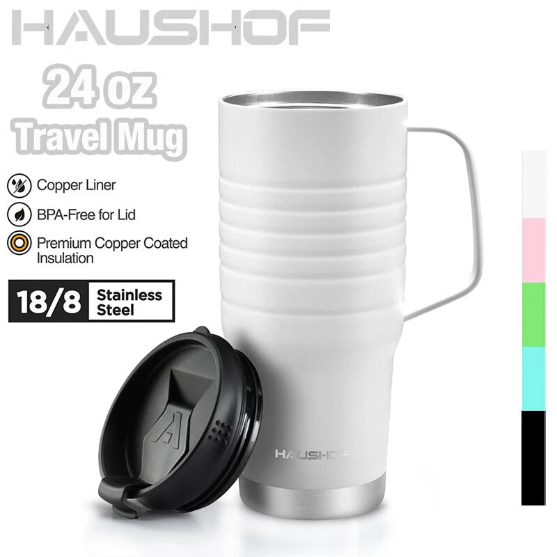Haushof 24oz Travel Mug Vacuum Insulated Leak-proof Double Wall Water