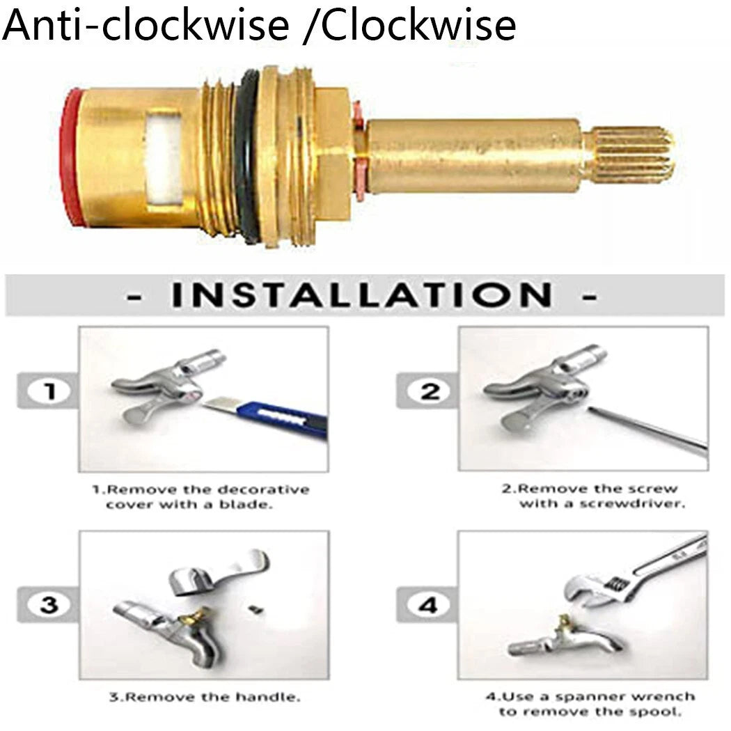Tap Valve Cartridge Quarter Insert Connector Long Stem Replacement
