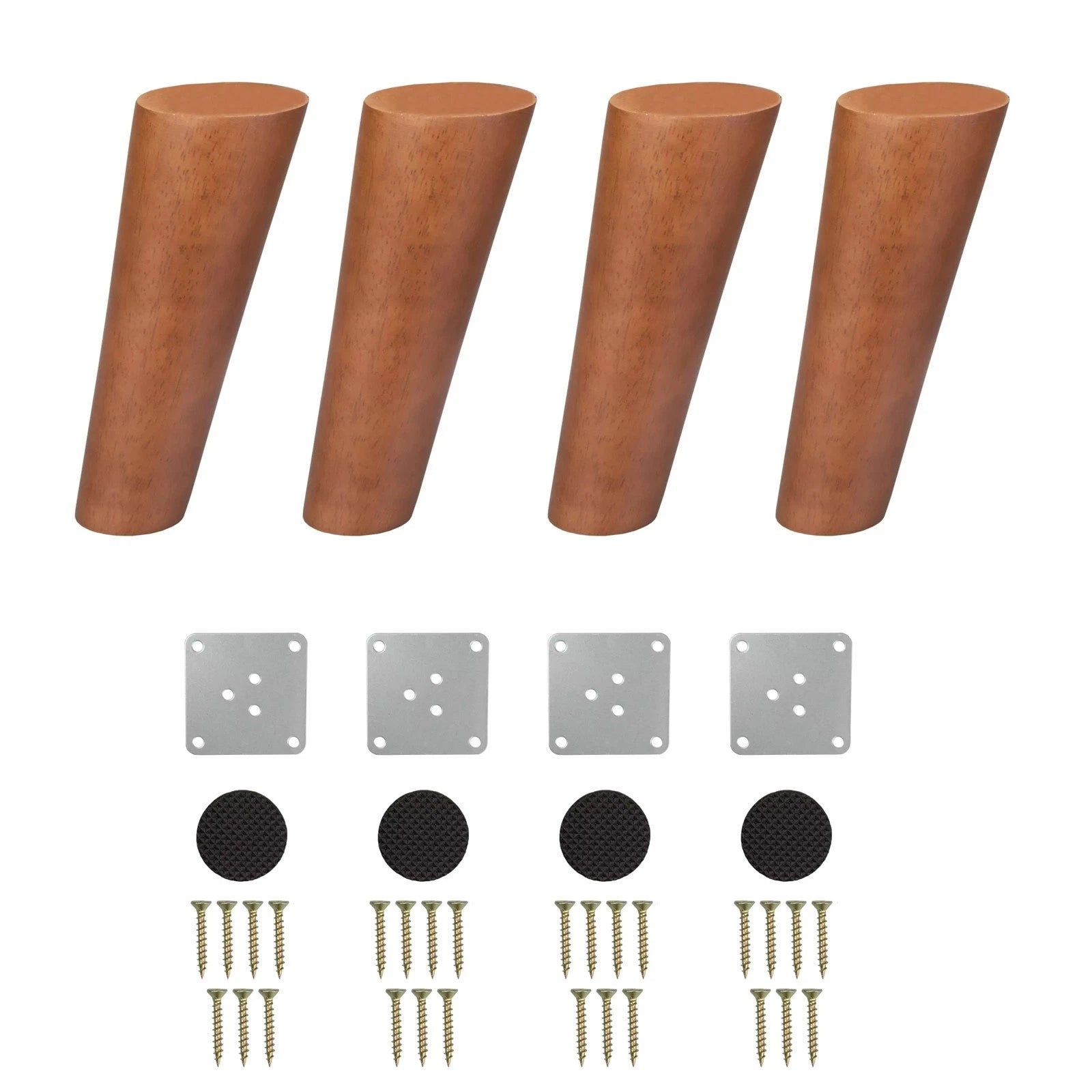 New 6" Tapered Oblique Walnut Wooden Furniture Leg-set For Sofa