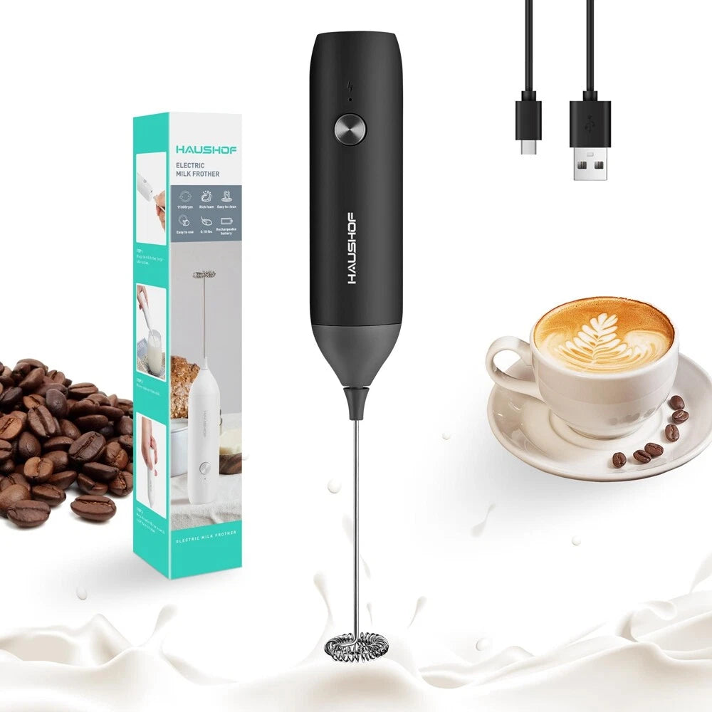 Haushof Handheld Electric Milk Frother Foam Maker Whisk Mixer Stirrer