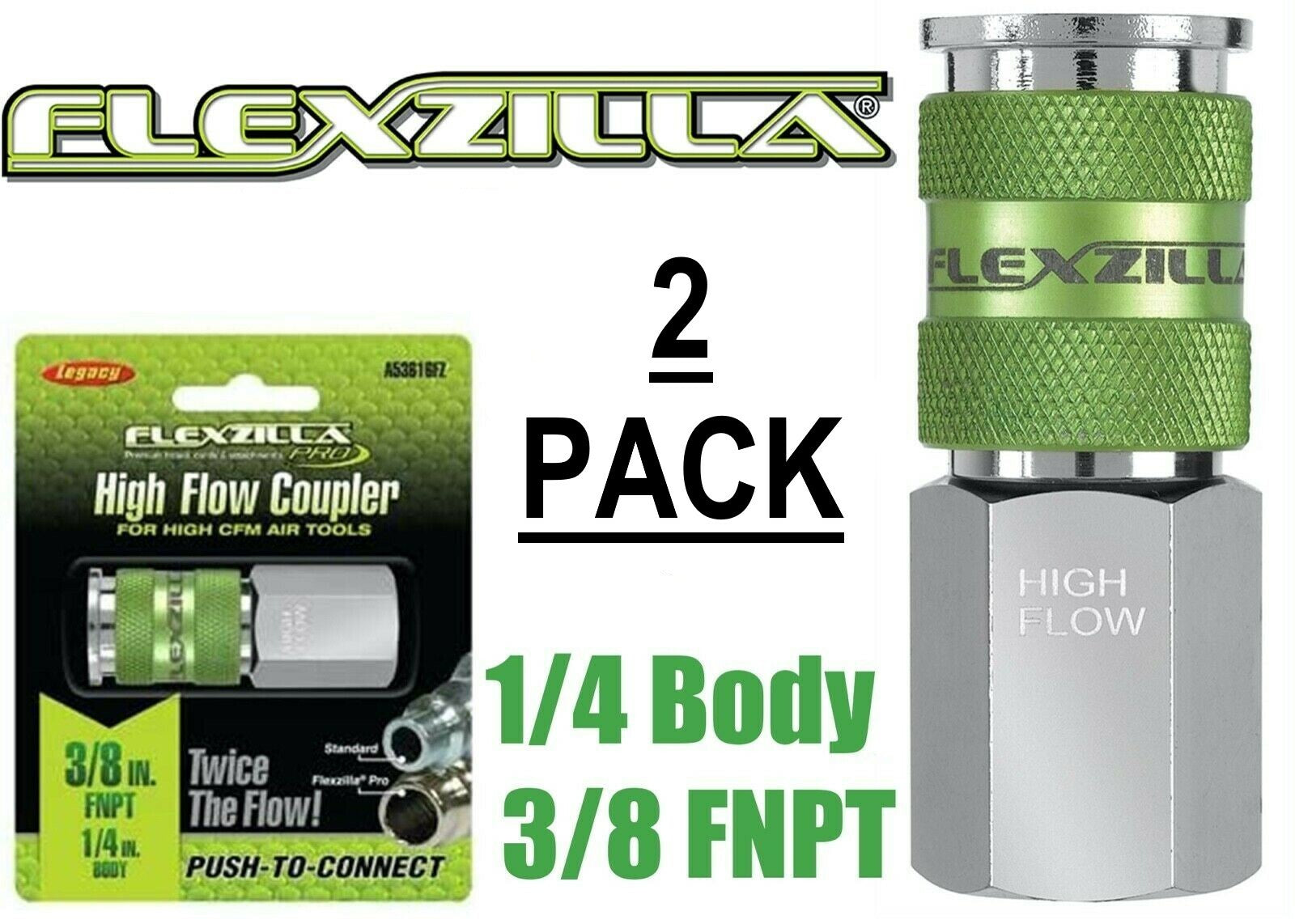 2 Legacy Flexzilla Pro High Flow Air Hose Couplers