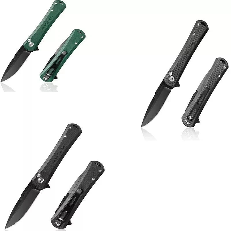New Tactical Folding Pocket Knife G10 Handle Steel Blades Button