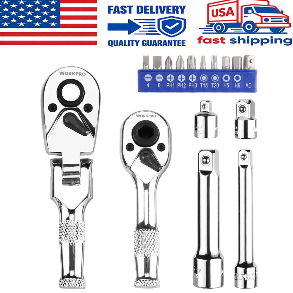 WORKPRO Flex Head Stubby Ratchet Bit Driver Set by WORKPRO