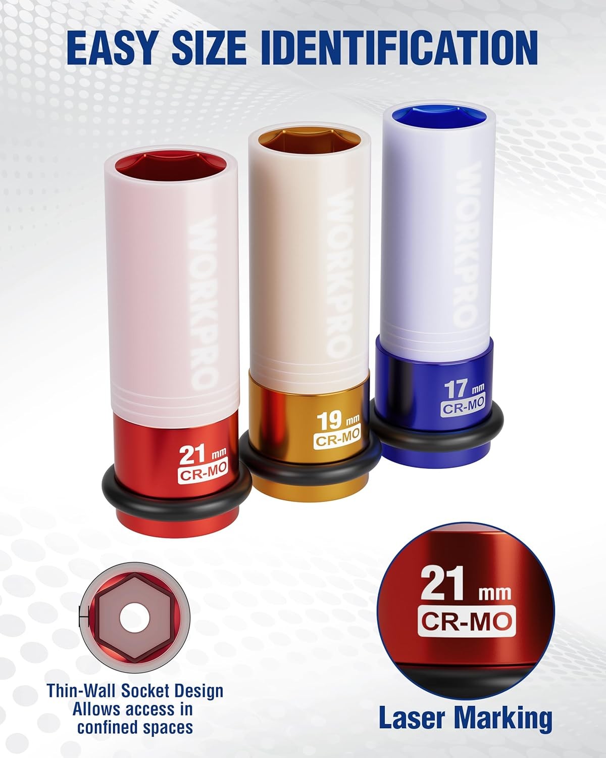 WORKPRO 3 Pcs 1/2" Drive Lug Nut Socket Set by WORKPRO