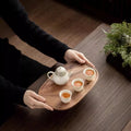 Minimalist Walnut Wood Tea Tray With Anti Slip Feet For Home Dry Tea