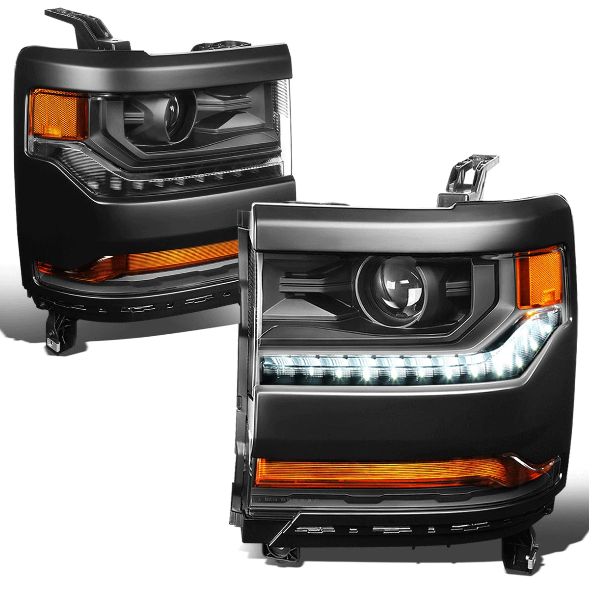 Fit 16-19 Chevy Silverado 1500 Black Amber Side Led | Built Supply Co