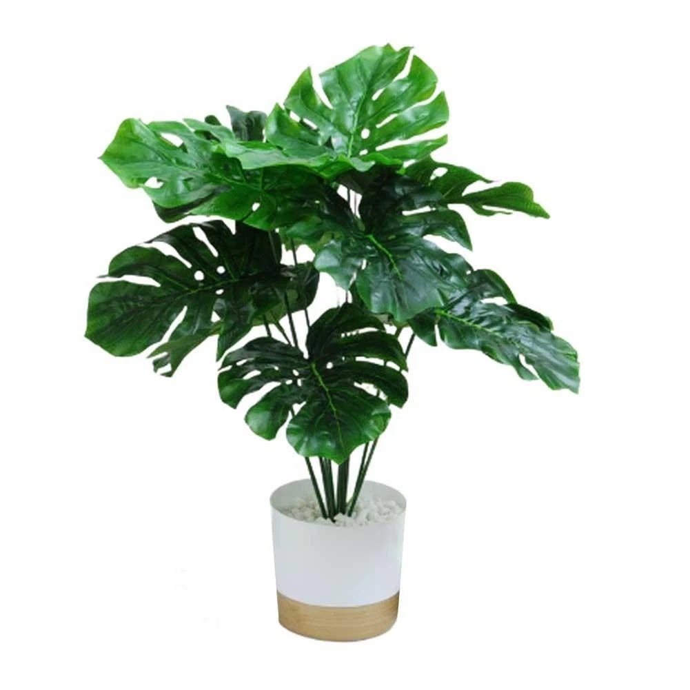 Artificial Tropical Plant Pair In White Pots For Low Maintenance