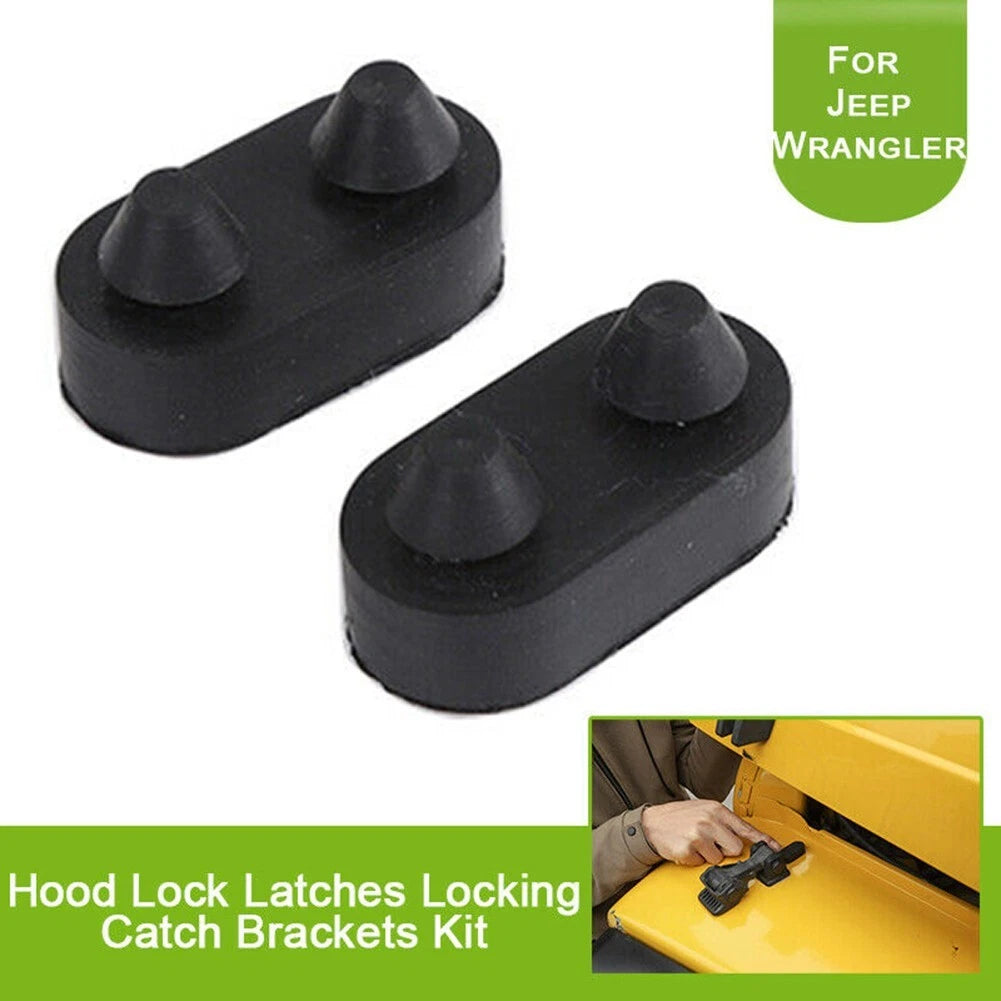 Hood Lock Latches Locking Catch Brackets Kit-for Car Tj 97-06 Rubber