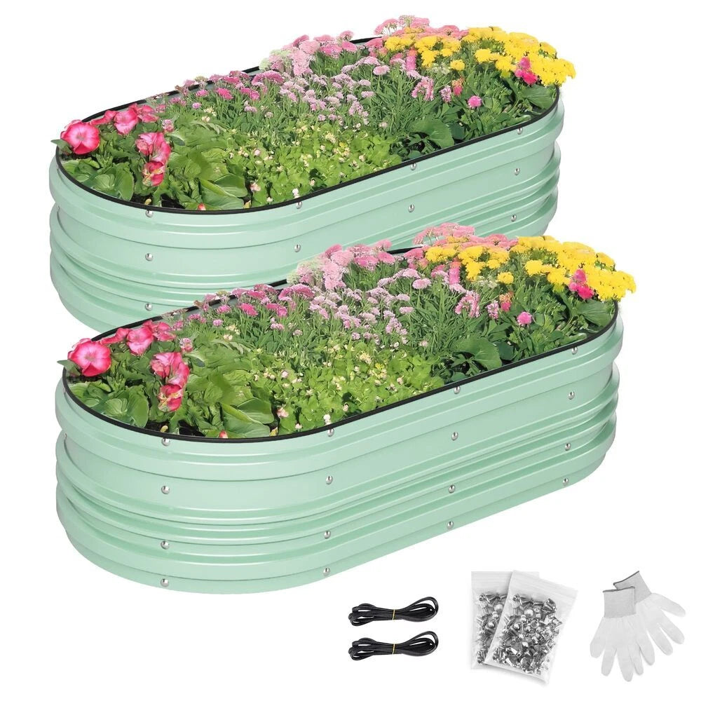 Workpro 4x2x1ft Galvanized Raised Garden Bed Set Metal Planter Box