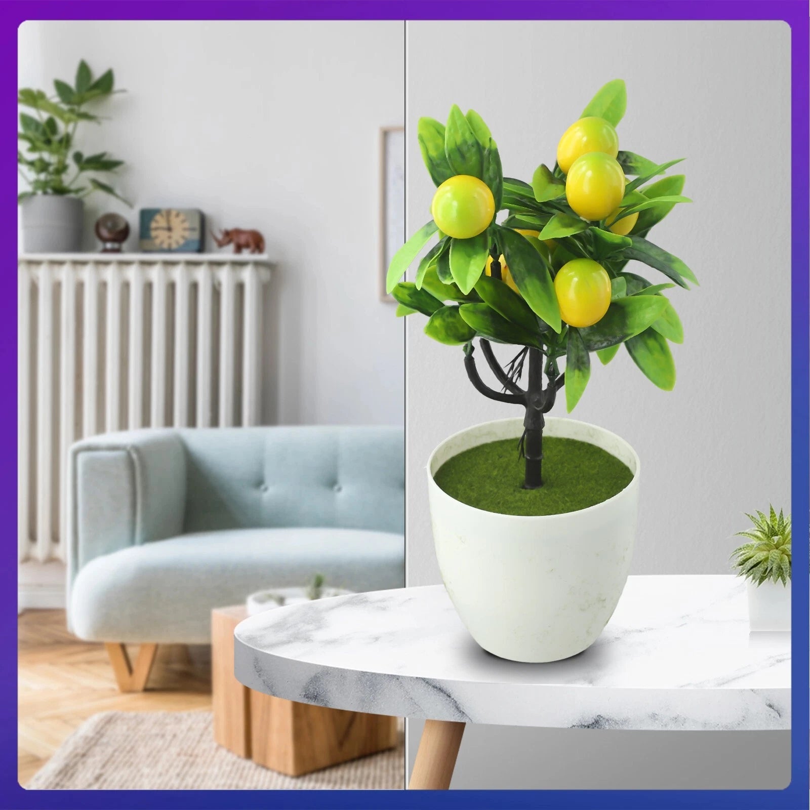With Basin Artificial Lemon Tree Artificial Potted Flowers False