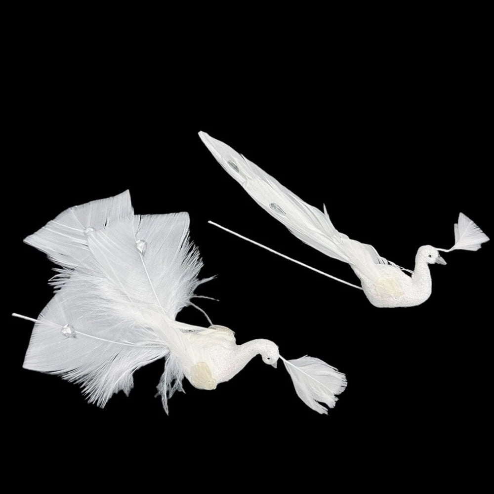 6"l Artificial Peacock Bird Glitter Gems Foam Feather Craft Decoration